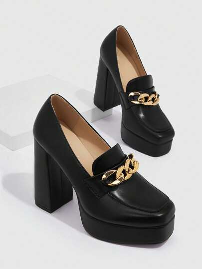 CUCCOO BIZCHIC Damskor Nyår Fyrkantig tå Plattform Chunky klack Svart Loafer Pumps Semesterskor Sommarrea Elegant Basics Business Casual Business Chic Halloween Jul Höst