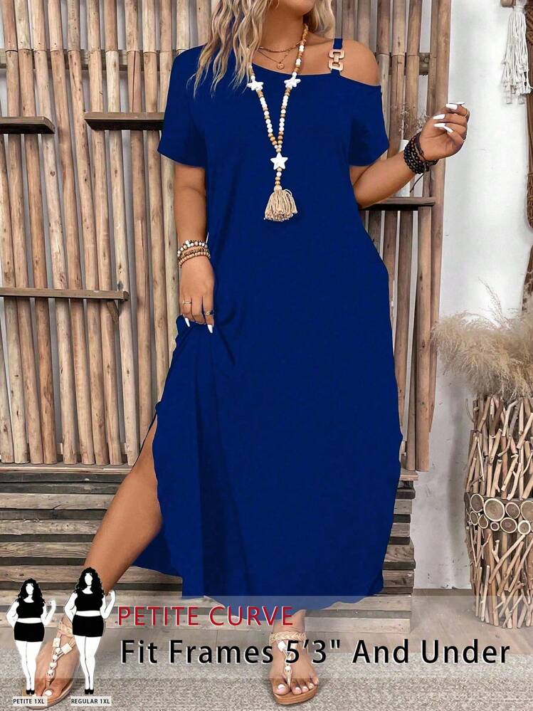 SHEIN PETITE CURVE Plus Size Women's Solid Color Simple Daily