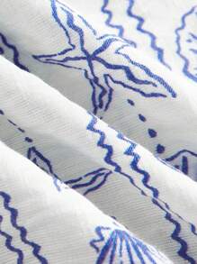 SHEIN EZwear 女士夏季度假休闲字母贴布直筒裤 - 彩色 - 查看 5