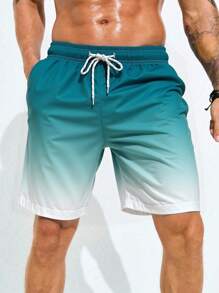 Surfspeed Shorts de playa casuales con estampado degradado para hombres, Bañadores verdes para hombres, Trajes de baño turquesa para hombres - Multicolor - Ver 3