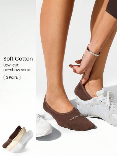 GLOWMODE 3 Pares de Meias Ventiladas com Malha Sem Costura, Apoio de Arco, Meias de Tripulação com Aderência, para Corrida, Treinamento, Exercício, Academia