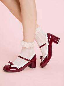 Dola Lovely Bow Decor French Mary Janes Elegant High Heels