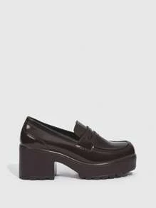 CUCCOO BIZCHIC 女士鞋 简约粗跟优雅棕色人造皮革厚底乐福鞋 夏季毕业高跟鞋 舞会高跟鞋 度假鞋 夏季促销 优雅基础款 商务休闲 商务时尚 圣诞节 秋季 新年 假期