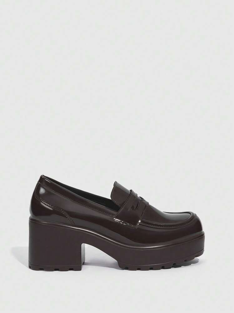 CUCCOO BIZCHIC נעלי נשים מינימליסטיות עקבים שמנמנים אלגנטי חום מלאכותי עור מלאכותי שטוח נעלי נעלי לואפס לקיץ עקבי סיום לימודים עקבי נשף נעלי נופש מכירת קיץ יסודות אלגנטיים עסקים מזדמנים עסקים שיק חג המולד סתיו שנה חדשה חופשה - חום קפה - ראה 3