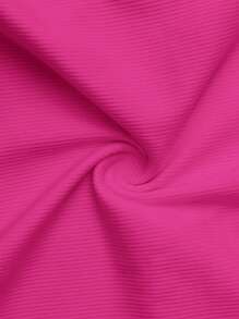 SHEIN CURVE+ Áo ba lỗ dệt kim không tay cổ chữ V khoét sâu đa năng cho nữ cỡ lớn, màu trắng - Màu Hồng Tươi - Xem 5