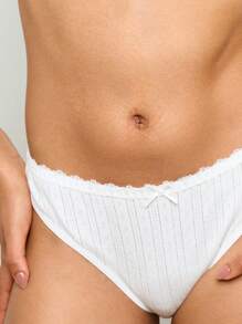 AiiRZ 精致网眼针织文胸和内裤套装女性蕾丝花边罗纹内衣日常舒适文胸内裤套装夏季家居服春季必备品