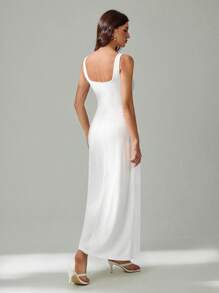 SHEIN Tall Vestido largo entallado sin espalda de unicolor casual para mujer
