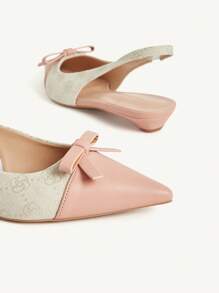 CUCCOO CHICEST 女士平底鞋夏季新品蝴蝶结拼色经典佩斯利印花尖头一脚蹬优雅正装鞋 - 粉色 - 查看 10