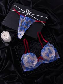 SHEIN 5pcs Women Sexy Lingerie Set: Embroidered Underwire Bra, Embroidered Corset With Garter Belt, Puff Skirt, Leg Rings, Thong - Multicolor - View 6