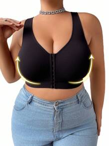 SHEIN 1pc Plus Size Women Seamless Comfortable Front Hook Short Camisole