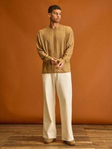 Musero Wide Leg Zip And Button Fastening Denim Jeans Pants Spring Summer Holiday Vacation - Apricot - View 1