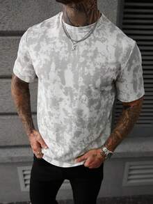 Manfinity LEGND 男士休闲扎染印花短袖T恤，夏季街头风格 - 白色 - 查看 1