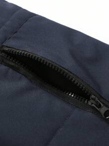 Manfinity Homme 男士长袖休闲多功能抓绒连帽户外防风冬装外套，保暖，藏蓝色，秋季 - 深灰色 - 查看 8