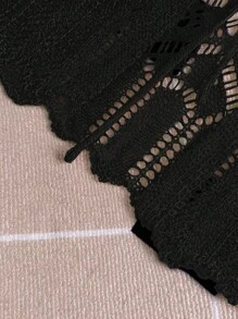 Breezaya Áo len cardigan mỏng khoét lỗ tay 3/4 nhẹ cho nữ, mùa hè - màu đen - Xem 5