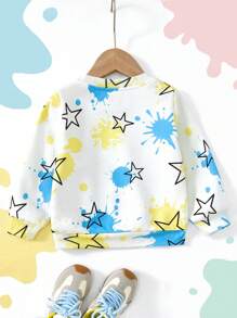 CoComelon X SHEIN Baby Boy Cartoon Portrait Pattern Splatter Autumn Sweatshirt Fall Winter
