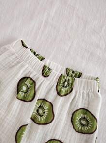 Vintaside Kids 2pcs/Set Cute Watermelon Print Baby Boy Casual Short Sleeve Top And Shorts Set - Green - View 5