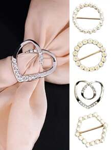 8 件仿珍珠胸针镂空心形胸针外套毛衣徽章别针服装配饰 - 彩色 - 查看 9