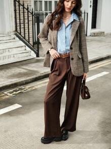 CUCCOO BIZCHIC 女士鞋 简约粗跟优雅棕色人造皮革厚底乐福鞋 夏季毕业高跟鞋 舞会高跟鞋 度假鞋 夏季促销 优雅基础款 商务休闲 商务时尚 圣诞节 秋季 新年 假期