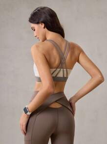 OutZeal Sweat Wicking Crossover Backless Sport Bra Removable Cups Low Impact Yoga Pilates Studio Daily