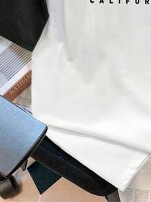 Manfinity Joysei 男式黑白双色插肩袖 T 恤 - 黑與白 - 查看 4