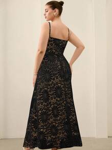 Aveloria Rosie Váy chữ A dài hở vai thêu hoa thanh lịch, gợi cảm cao cấp, thích hợp cho mùa cưới, tiệc cocktail, cỡ lớn - màu đen - Xem 2