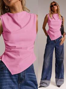 Avantive 夏季女士舞会/正式/海滩/度假/可爱/西部装/商务休闲/优雅/生日/外出/俱乐部/办公室/节日/锐舞/工作/优雅/乡村音乐会/早午餐/老钱/机场/端庄/教堂/童话/性感/有趣/嬉皮/茶会/千禧年/街头服饰/2000 年代/迪斯科/春假/毕业/婚礼嘉宾/鸡尾酒会/复古/度假/ 1960 年代/无袖褶皱上衣 - 粉色 - 查看 7