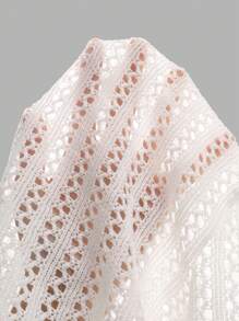 SHEIN 女式宽松针织冰丝罩衫，镂空长袖网眼披肩，百搭蝴蝶结仿牛仔吊带背心连衣裙套装，春夏秋 - 彩色 - 查看 9