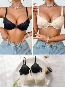 SHEIN 2件套女士性感蕾丝细肩带内衣套装 - 彩色 - 查看 7