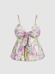 SHEIN MOD Camiseta holgada con estampado de tazas para mujer talla grande