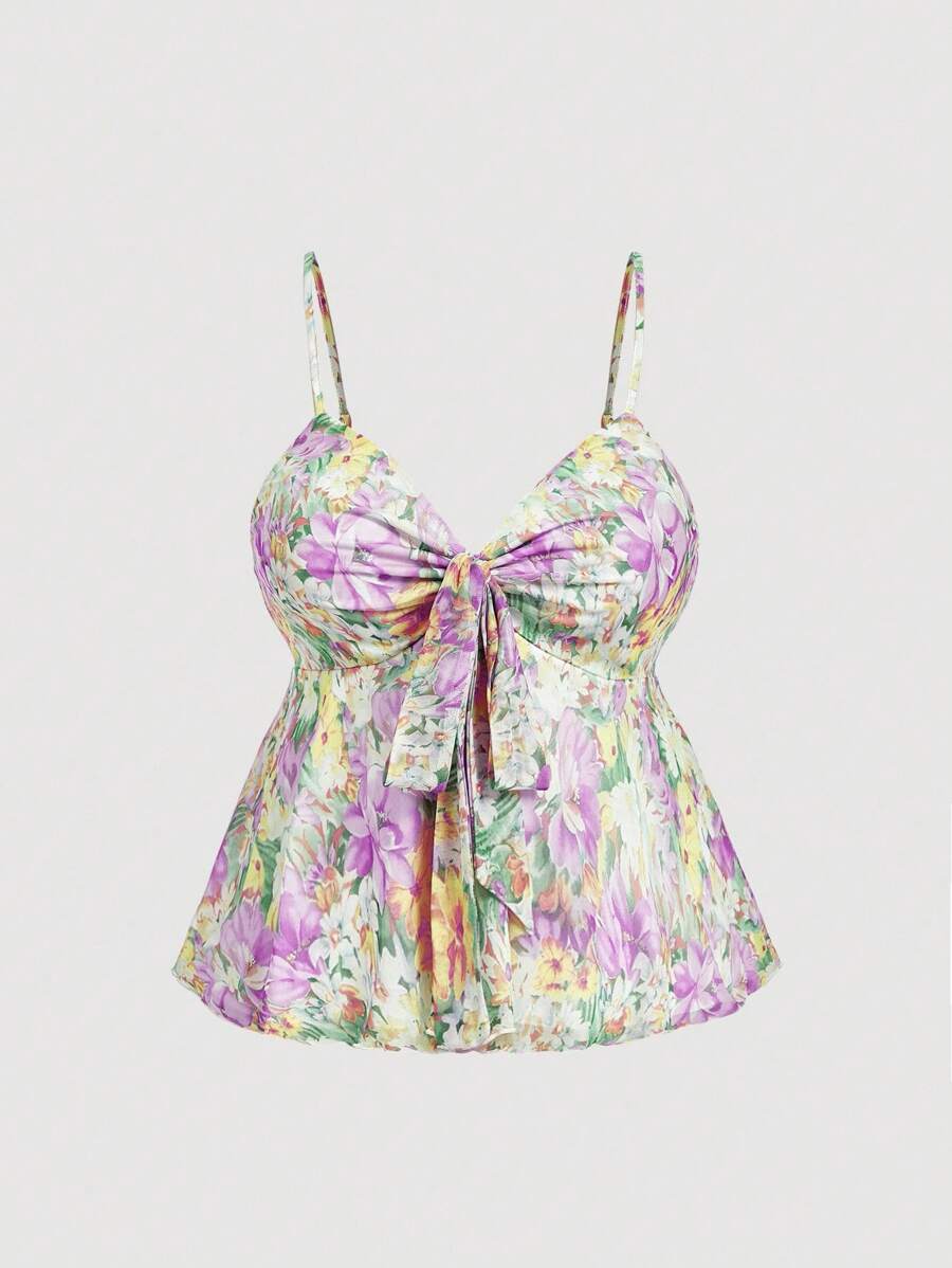 SHEIN MOD Camiseta holgada con estampado de tazas para mujer talla grande