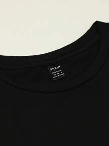 EMERY ROSE 大码夏季休闲日常万圣节鬼魂印花短袖T恤 - 黑色 - 查看 4