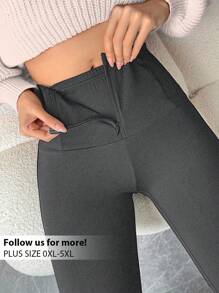 Firerie Pantaloni neri a zampa taglie comode, casual ed eleganti per uso quotidiano e sportivo, in vita alta con tasche e chiusura lampo, skinny, adatti per primavera/estate/autunno - Grigio Scuro - Visualizzare 1