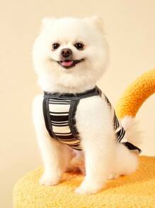 PETSIN 1pc Pet Dog/Cat Black Striped Cute Bear Embroidery Elastic Comfortable Casual Harness Dress - Multicolor - View 4