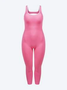 SHEIN Bộ đồ liền thân định hình liền thân cỡ lớn không đường may cho nữ có chức năng nén, làm thon eo và nâng mông - Màu Hồng Tươi - Xem 6