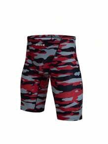 Manfinity KASUA Men Camo Print Letter Embroidery Swim Trunks