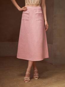 MOTF PREMIUM 口袋仿珍珠细节半身裙