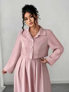 Elenzga Conjunto de dos piezas elegante y femenino de talla grande, chaqueta de manga larga + vestido largo, versátil para graduación, vacaciones, San Valentín, festival de música, Día de la Madre, Halloween, Acción de Gracias, Pascua, Día Nacional, baile de graduación, cita, fiesta, temporada de bodas, actividades al aire libre