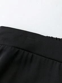 SHEIN PETITE 大码女式缎面美人鱼下摆半身裙 - 黑色 - 查看 3