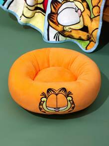GARFIELD | SHEIN 1 件宠物床，适用于猫狗，温暖舒适，适合所有季节，圆形，为宠物提供安全感 - 黑色 - 查看 2