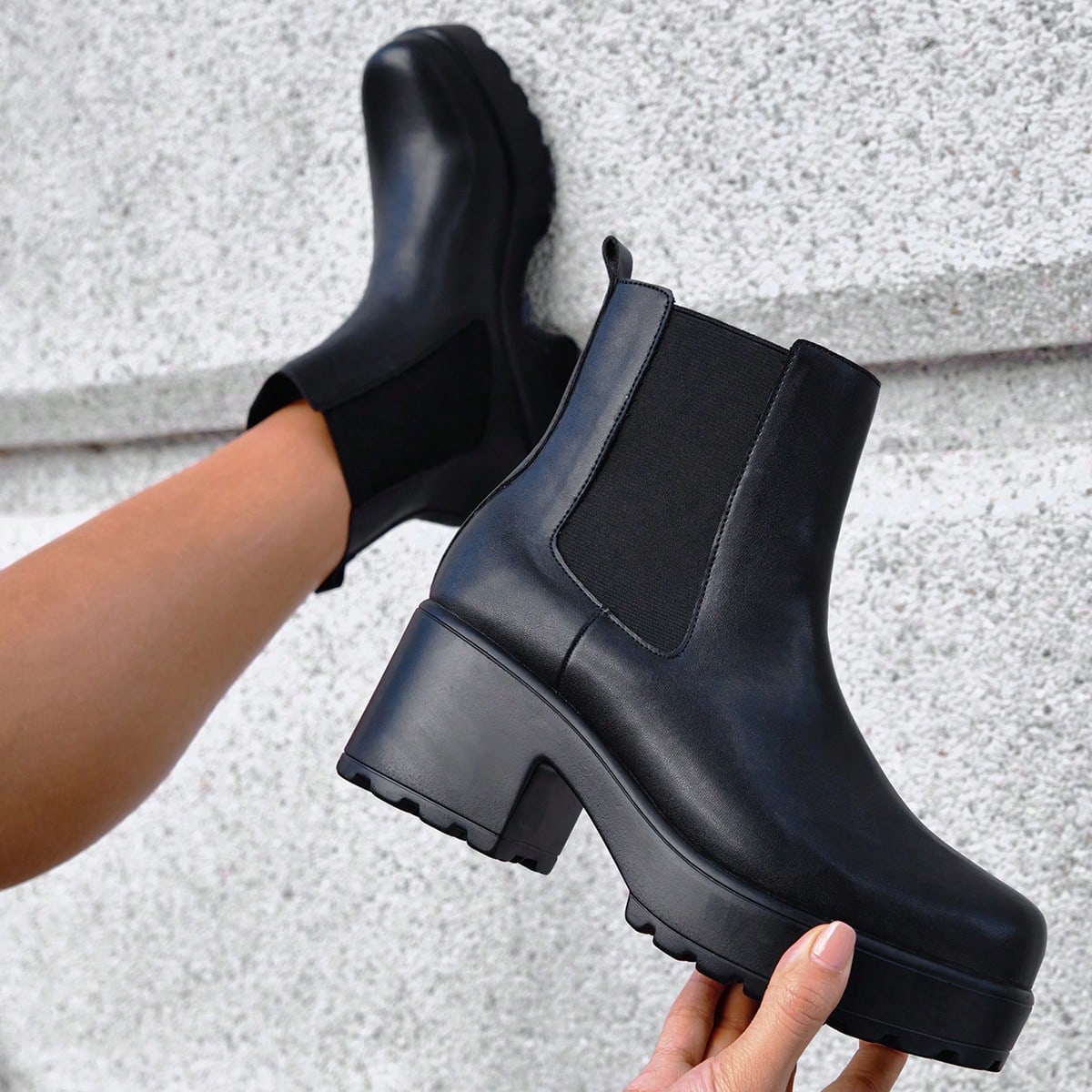 Zapatos de mujer moda minimalista de tacón grueso Chelsea elegantes botas clásicas negras, zapatos de vacaciones de verano en oferta, elegantes bás