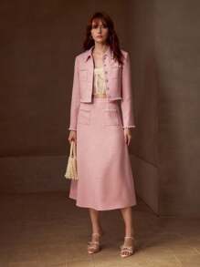 MOTF PREMIUM 口袋仿珍珠细节半身裙