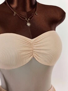 Amplova 1 pieza Vestido mini sexy transparente con bajo asimétrico talla grande, para verano - Albaricoque - Ver 7