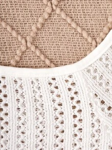 SHEIN 女式宽松针织冰丝罩衫，镂空长袖网眼披肩，百搭蝴蝶结仿牛仔吊带背心连衣裙套装，春夏秋 - 彩色 - 查看 6