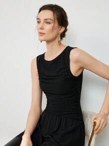 Uhlyne Vestido casual vintage de diseño minimalista elegante y de moda, con diseño plisado de unicolor de alta gama para mujeres