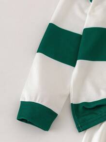 Sparklyn 青少年女孩运动衫套装 - 新款长袖运动衫搭配迷你裙套装，绿白条纹套装，舒适合身两件套，带有美国布鲁克林图案印花 - 彩色 - 查看 4