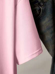 INAWLY Women's Standard Size Slouchy Short Sleeve Round Neck T-Shirt, Fashionable For Summer - Pink - View 4