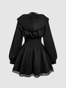 SHEIN MOD Plus SizeWomen Casual Long Sleeve Lace Patchwork Waist Dress,Autumn,Fall Women Clothes,Back To School Clothes,2 In 1,Teacher Outfits,Homecoming Dress,Country,Fall Dresses For Women,Y2k Clothes Women,Best Selling,Oversize