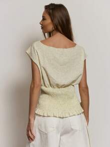 MUSERA 船领褶皱收腰上衣，可爱休闲性感优雅时尚，适合女性，也适合办公室穿着，返校季、秋季、冬季、圣诞节等场合，尽显优雅气质。 - 綠色 - 查看 4