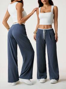 SHEIN Tall Women's Casual Commuting Striped Straight Leg Pants