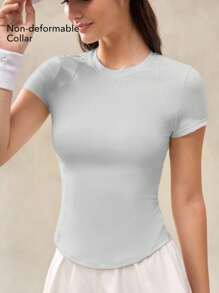 OutZeal 女士运动T恤 健身运动服 速干柔软网眼紧身短袖上衣 - 淺灰色 - 查看 4